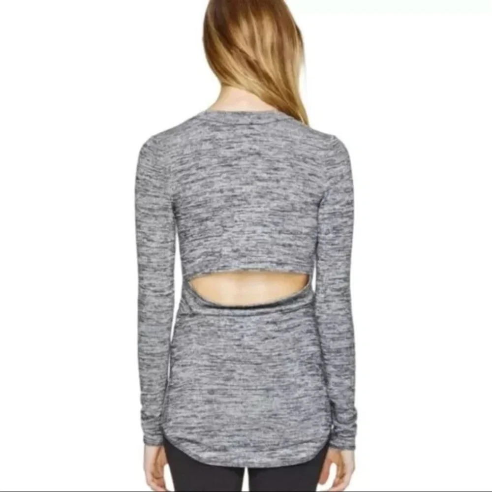 Wilfred| Aritzia| Chic Stylish Dark Grey Luma  Long Sleeve Cut Out Top Sz M